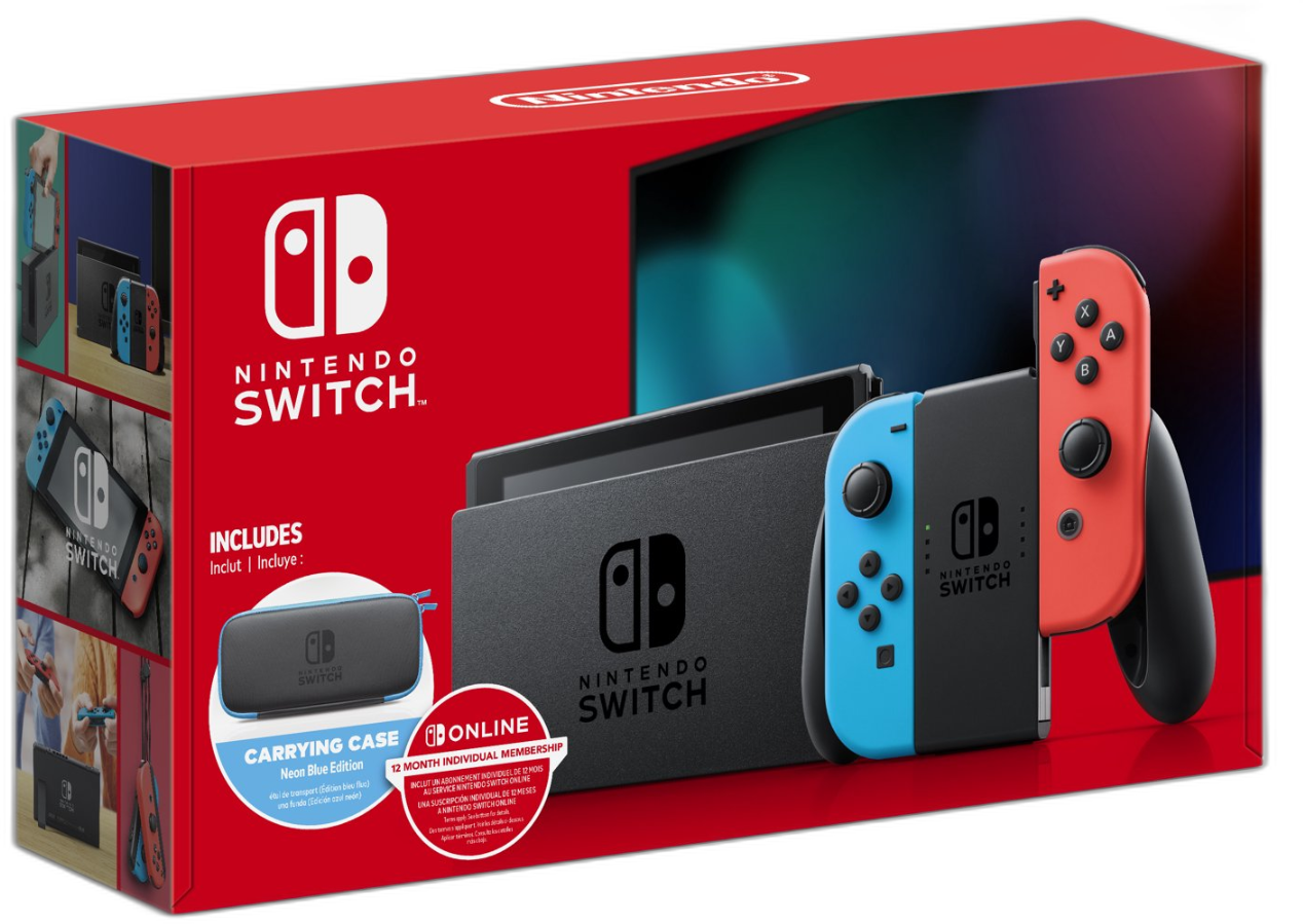 Neon Nintendo Switch Online + Carrying Case Bundle