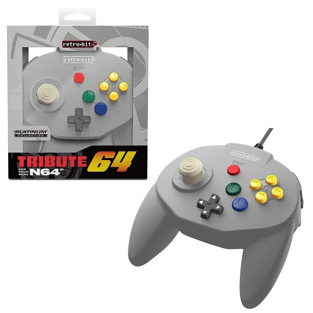 Retro-Bit Nintendo 64 Tribute64 Classic Grey Wired Controller